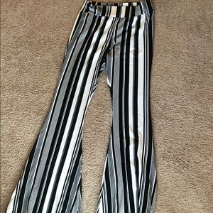 Lil Bees Bohemian black&white stripe bell bottoms